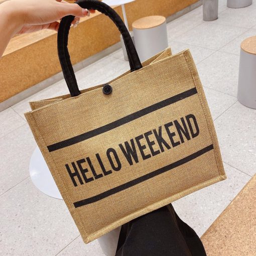 Túi cói Hello Weekend đi biển