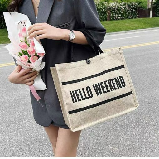 Túi cói Hello Weekend đi biển