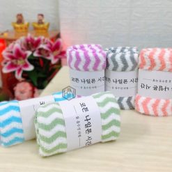 Set 5 khăn mặt lông cừu kẻ sọc Hàn Quốc siêu mềm mịn