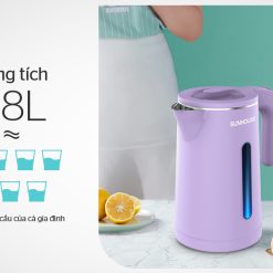 Ấm siêu tốc inox 2 lớp 1.8L Sunhouse SHD1368KB (MÀU TÍM)