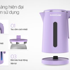 Ấm siêu tốc inox 2 lớp 1.8L Sunhouse SHD1368KB (MÀU TÍM)