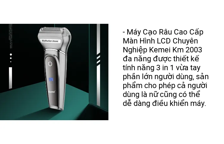 Tông Đơ Cắt Tóc Cạo Râu Tỉa Lông Mũi 3in1 Kemei KM-2003